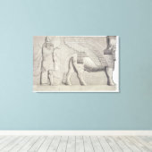 Menselijk-geleide Bull en scharnierend cijfer van Canvas Afdruk (Insitu (Houten vloer))