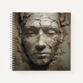 Menselijk gezicht dat uitsteekt uit het oude gips notitieboek (Voorkant)