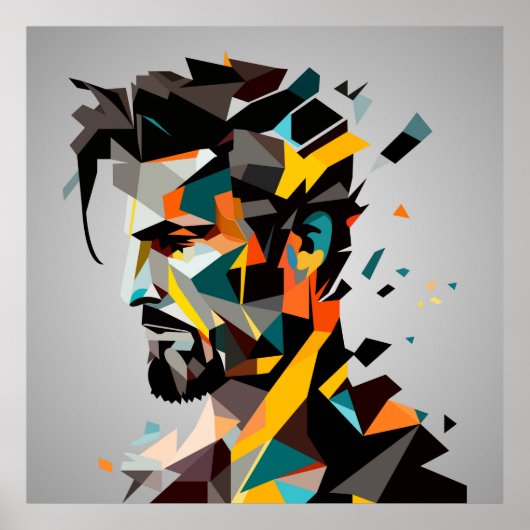 Menselijk gezicht in abstracte stijl poster (Voorkant)