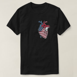 Menselijk hart met aders en slagaders Vlag van de T-shirt