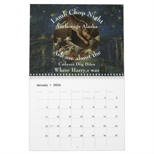 MENSELIJK KADAVER EMBRYO CLOWN ALABAMA STORM RIOOL KALENDER (Jan 2026)