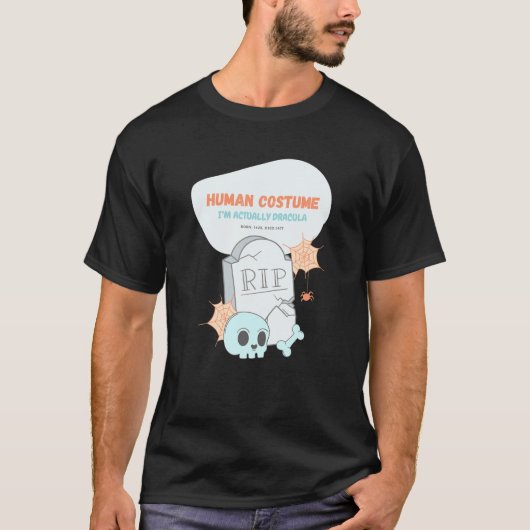 Menselijk kostuum. Ik ben eigenlijk Dracula Hallow T-shirt (Voorkant)