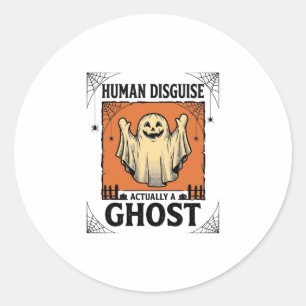 Menselijk Kostuum Spook Vintage Halloween Humor_1 Ronde Sticker