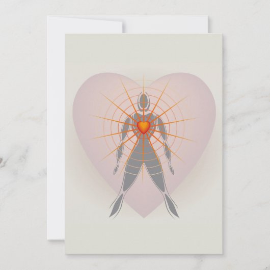 Menselijk Lichaam met Groot Hart Stralen van Licht Aankondiging (Voorkant)