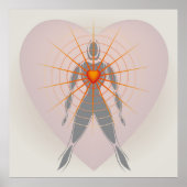 Menselijk Lichaam met Groot Hart Stralen van Licht Poster (Voorkant)