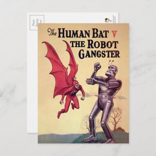 menselijk lichaam tegen de robotgister briefkaart (Voorkant / Achterkant)