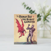  menselijk lichaam tegen de robotgister briefkaart (Staand voorkant)