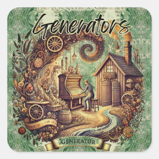 menselijk ontwerp van de generator vierkante sticker (Voorkant)