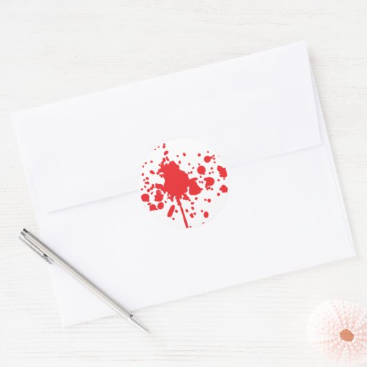 Menselijk rood bloedspatje ronde sticker (Envelop)