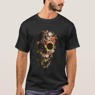 Menselijk skelet hoofd begraafplaats tuin t-shirt