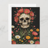 Menselijk skelet in bloemen briefkaart (Voorkant / Achterkant)