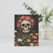 Menselijk skelet in bloemen briefkaart (Staand voorkant)