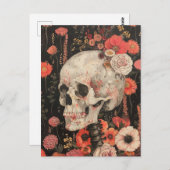 Menselijk skelet in de bloemen briefkaart (Voorkant / Achterkant)