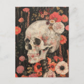 Menselijk skelet in de bloemen briefkaart (Voorkant)
