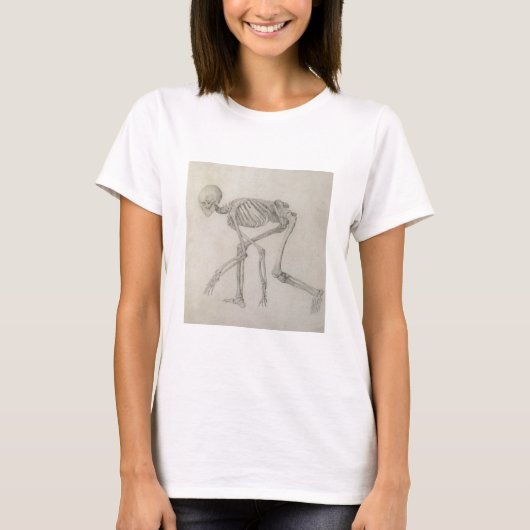 Menselijk skelet: Lateraal uitzicht in Crouching P T-shirt (Voorkant)