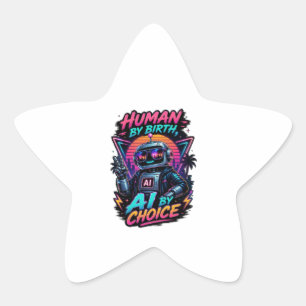 Menselijk van Geboorte Ai bij Keuze Grappig Neon R Ster Sticker