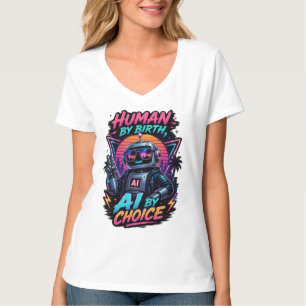 Menselijk van Geboorte Ai door Keuze Grappige Neon T-shirt