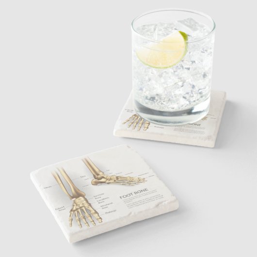 Menselijk voetbot stenen onderzetter (Zijkant)