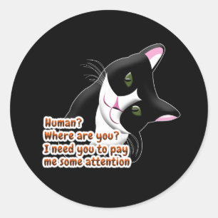 Menselijk? Waar ben je? Kat Ronde Sticker