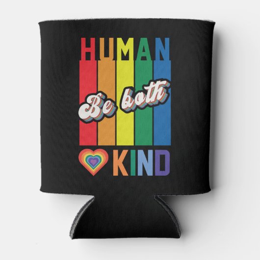 Menselijk | Wees vriendelijk | Regenboog | LGBTQ Blikjeskoeler (Voorkant)