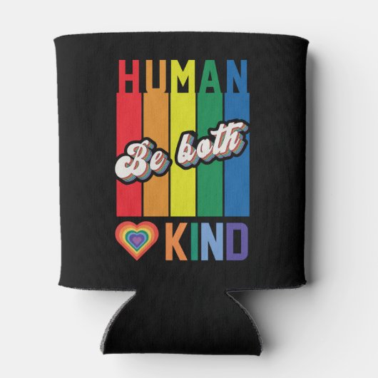 Menselijk | Wees vriendelijk | Regenboog | LGBTQ Blikjeskoeler (Achterkant)