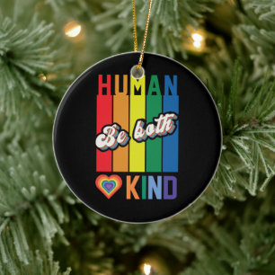 Menselijk Wees vriendelijk Regenboog LGBTQ Keramisch Ornament