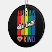 Menselijk | Wees vriendelijk | Regenboog | LGBTQ Keramisch Ornament (Links)