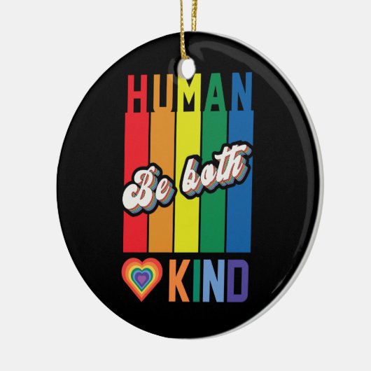 Menselijk | Wees vriendelijk | Regenboog | LGBTQ Keramisch Ornament (Links)