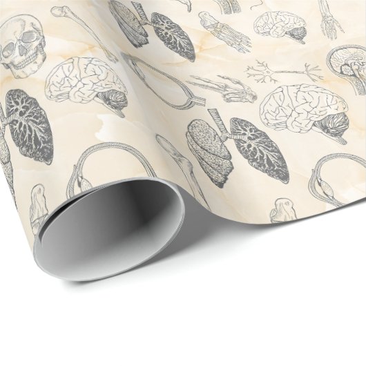 menselijke anatomie Cream Marfil Marble Cadeaupapier (Rol Hoek)