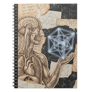 Menselijke Anatomie en Lichtgevende Tesseract Notitieboek