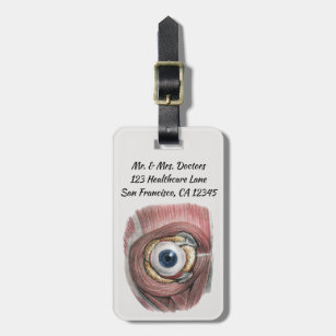  menselijke anatomie, Eyeball Eye met spieren Bagagelabel