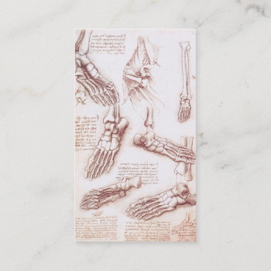 Menselijke anatomie, Feet Skeletten van Leonardo d Visitekaartje (Achterkant)