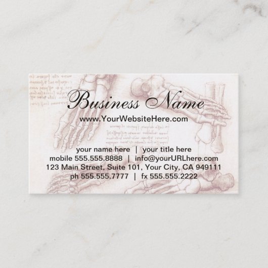 Menselijke anatomie, Feet Skeletten van Leonardo d Visitekaartje (Voorkant)