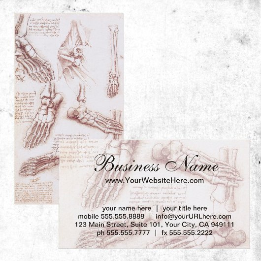 Menselijke anatomie, Feet Skeletten van Leonardo d Visitekaartje