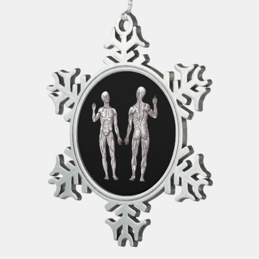 Menselijke anatomie - Het spierstelsel Tin Sneeuwvlok Ornament (Rechts)