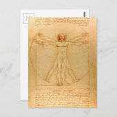 Menselijke Anatomie, Man Vitruvian door Leonardo Briefkaart (Voorkant / Achterkant)