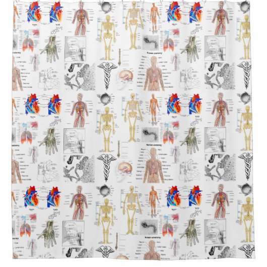 Menselijke anatomie Medische diagrammen, volledig  Douchegordijn (Voorkant)