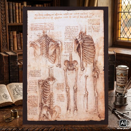 Menselijke anatomie skeletbotten door Leonardo da Poster