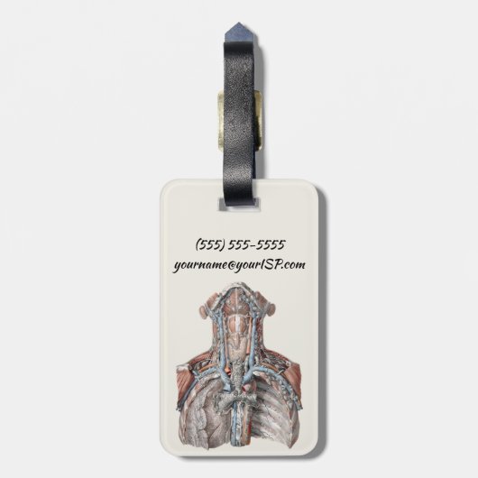  menselijke anatomie Throat, nek, borst, ribben Bagagelabel (Achterkant verticaal)