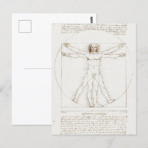 Menselijke anatomie: Vitruviaans Man door Leonardo Briefkaart
