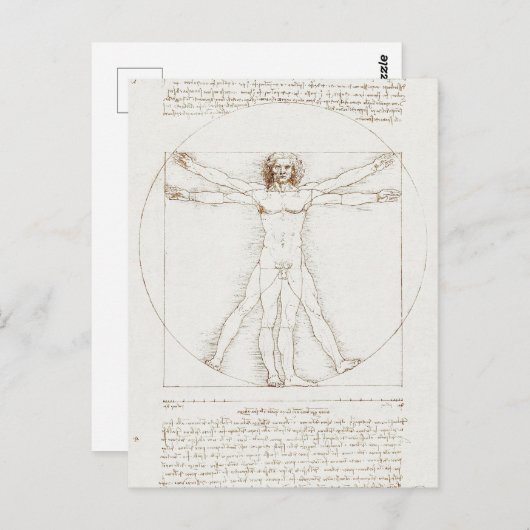 Menselijke anatomie: Vitruviaans Man door Leonardo Briefkaart (Voorkant / Achterkant)
