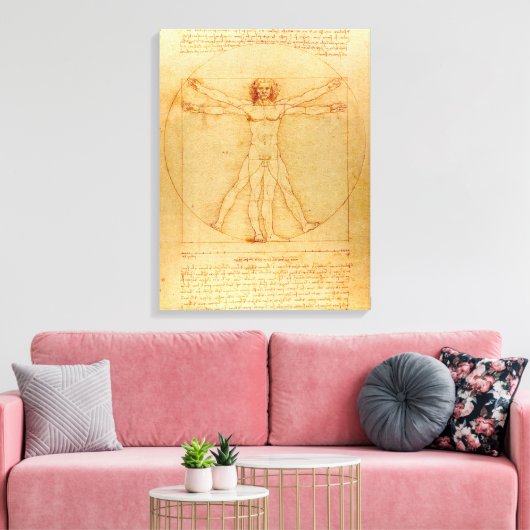 Menselijke anatomie, Vitruviaans Man van Leonardo Canvas Afdruk (Insitu (Woonkamer))