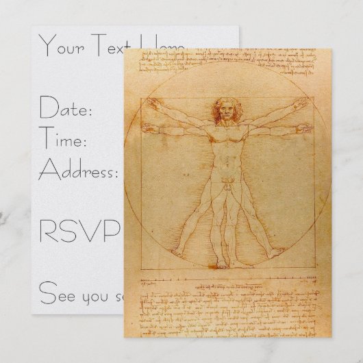 Menselijke anatomie, Vitruviaans Man van Leonardo  Kaart (Voorkant / Achterkant)