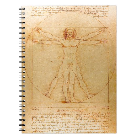 Menselijke anatomie, Vitruviaans Man van Leonardo  Notitieboek (Voorkant)