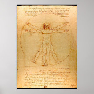 Menselijke anatomie, Vitruviaans Man van Leonardo Poster