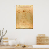 Menselijke anatomie, Vitruviaans Man van Leonardo Poster (Keuken)