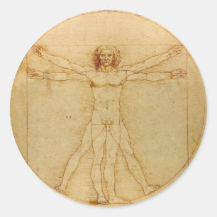 Menselijke anatomie, Vitruviaans Man van Leonardo  Ronde Sticker