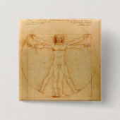 Menselijke anatomie, Vitruviaans Man van Leonardo  Vierkante Button 5,1 Cm (Voorkant)