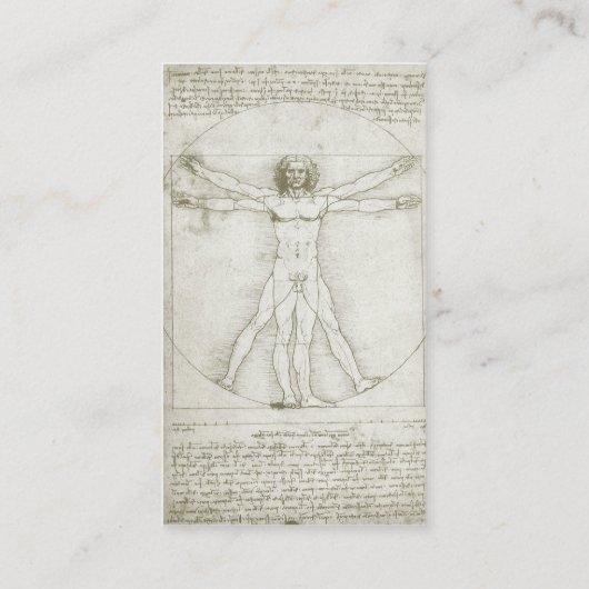 Menselijke anatomie, Vitruviaans Man van Leonardo  Visitekaartje (Achterkant)