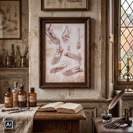 Menselijke anatomie voetbeenderen door Leonardo da Poster
